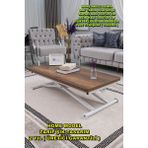 Sehpam Akıllı Home Üst Tabla Mdf Barok Ceviz Oval Köşe Alt Ayak Beyaz