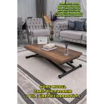 Sehpam Akıllı Home Üst Tabla Mdf Barok Ceviz Oval Köşe Alt Ayak Siyah