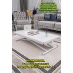Sehpam Akıllı Home Üst Tabla Mdf Beyaz Oval Köşe Alt Ayak Beyaz