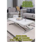 Sehpam Akıllı Home Üst Tabla Mdf Beyaz Oval Köşe Alt Ayak Krom