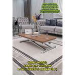 Sehpam Akıllı Home Üst Tabla Mdf Ceviz Oval Köşe Alt Ayak Krom