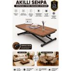 Sehpam Akıllı Home Üst Tabla Mdf Ceviz Oval Köşe Alt Ayak Siyah - SİYAH - CEVİZ