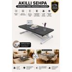 Sehpam Akıllı Home Üst Tabla Mdf Kartal Oval Köşe Alt Ayak Beyaz