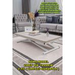 Sehpam Akıllı Home Üst Tabla Mdf Lizbon Oval Köşe Alt Ayak Beyaz