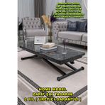 Sehpam Akıllı Home Üst Tabla Mdf Siyah Mermer Oval Köşe Alt Ayak Siyah