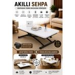 Sehpam Akıllı Juppo Üst Tabla Mdf Oval Köşe Beyaz Oval Köşe Alt Ayak Siyah Dışa Kıvrım