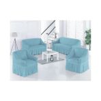 Sehra Bürümcük Koltuk Kanepe Örtüsü Takımı Lastikli Etekli 3+2+1+1 Koltuk Örtüsü - 180 x 230 cm - Turkuaz