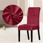 Sehra Sandalye Örtüsü Sandalye Kılıfı 6lı Kadife Kaliteli Yıkınabilen Lastikli Kadife Sandalye Örtüsü - 35 x 48 cm - Kırmızı
