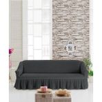 Sehra Streç Lastikli Esnek Pamuklu Yıkanabilir Bürümcük 3* Kişilik Koltuk Örtüsü Koltuk Kılıfı Çekyat Örtüsü (Tek) - 180 x 230 cm - Antrasit