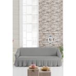Sehra Streç Lastikli Esnek Pamuklu Yıkanabilir Bürümcük 3* Kişilik Koltuk Örtüsü Koltuk Kılıfı Çekyat Örtüsü (Tek) - 180 x 230 cm - Gri