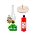 ŞEHRİMOSTARKIRK1 Klasik Gaz Lambası Yeşil 400 ml Kandil Yakıtı 1 metre Fitil Mostar41 Gaz Lambası Seti