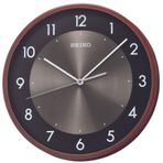 Seiko QXA615Z Plastik Kasa Kahverengi Renkli 30 cm Çaplı Ahşap Görünümlü Modern Sessiz Saniye Mekanizmalı Duvar Saati