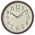 Seiko QXA737B Plastik Kasa Kahverengi Renkli 36.1 cm Çaplı Ahşap Dokulu Sessiz Saniye Mekanizmalı Duvar Saati