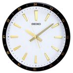 Seiko QXA802G Plastik Kasa Siyah Renkli 35 cm Çaplı 24 Saat Dilimli Modern Sessiz Saniye Mekanizmalı Duvar Saati