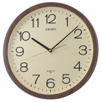Seiko QXA807B Plastik Kasa Kahverengi Renkli 36.3 cm Çaplı Modern Dekoratif Sessiz Saniye Mekanizmalı Duvar Saati
