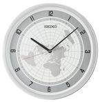 Seiko QXA814A Plastik Kasa Metalik Renkli 36.1 cm Çaplı Dünya Haritası Kadranlı Modern Sessiz Saniye Mekanizmalı Duvar Saati