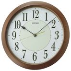 Seiko QXA824B Plastik Kasa Kahverengi Renkli 41 cm Çaplı Fosforlu Modern Dekoratif Sessiz Saniye Mekanizmalı Duvar Saati