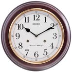 Seiko QXH202Z Ahşap Kızılağaç Kasa Kahverengi Renkli 31.4 cm Çaplı Westminster Çanlı Şık Dekoratif Sessiz Saniye Mekanizmalı Duvar Saati