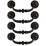SEIWEI Vintage Dolap Kolu, 4 ADET 140 mm Dolap Dolap Şifonyer Kapı Çekmece Halkası Çekme Kolu, Yatak Odası Gardırop Şifonyer Çekmece Dolabı için Antika Mobilya Kapı Çekme Kolu (Demir Siyah)