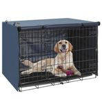 Seiyierr Köpek Sandığı Kılıfı - Köpek Kulübesi Kılıfı 90,8 cm Köpek Sandığı için Uygun, Çift Kapılı Polyester Kasa Kapağı Tel Köpek Sandığı İç Mekan Dış Mekan Koruması, Mavi