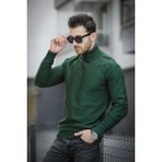 Seka 500 Slim Fit Petek Örgü Erkek Tam Balıkçı Kazak - Yeşil - XL