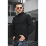 Seka 815 Pamuk Slim Fit Erkek Yarım Balıkçı Kazak - Siyah - XL