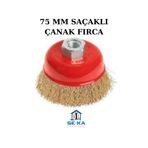 SEKA HAND TOOLS Saçaklı Çanak Tel Fırça 75 mm Spiral Taşlama Uyumlu – Pas Boya Temizleme Metal Fırça