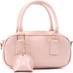 Şeker Pembesi SHK207 Suni Deri Charm Detaylı Fermuarlı Ayarlanabilir Askılı El, Kol ve Omuz Çantası U:14 E:24 G:8 cm