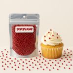ŞEKER & SUGAR Pasta Süsleme Şekeri Boncuk Şeker 2mm Kırmızı 40 gr.