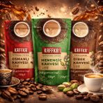Şekeroğlu Kaffka Fırsat Paketi ( Menengiç Kahvesi + Osmanlı Kahvesi + Dibek Kahvesi ) - Türk Kahvesi - 3 Adet