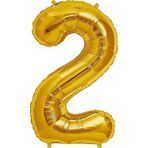 Şekilli 2 Numara Supershape Gold Rakam Folyo Balon