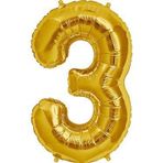 Şekilli 3 Numara Supershape Gold Rakam Folyo Balon
