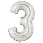 Şekilli 3 Numara Supershape Silver Rakam Folyo Balon