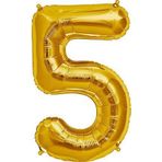 Şekilli 5 Numara Supershape Gold Rakam Folyo Balon