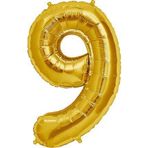 Şekilli 9 Numara Supershape Gold Rakam Folyo Balon