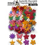 Şekilli Eva Yapışkanlı 100 Lü 1 Paket Kendinden Yapışkanlı Eva Sticker Kalp Yıldız Okul Öncesi Kreş Ana Okulu Süsleme - Çok Renkli - Standart