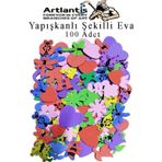 Şekilli Eva Yapışkanlı 100 Lü 1 Paket Kendinden Yapışkanlı Eva Sticker Okul Öncesi Kreş Ana Okulu Süsleme