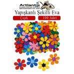 Şekilli Eva Yapışkanlı Çiçek 100 Lü 1 Paket Kendinden Yapışkanlı Eva Sticker Okul Öncesi Kreş Ana Sınıfı