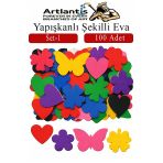 Şekilli Eva Yapışkanlı Set-1 100 Lü 1 Paket Kendinden Yapışkanlı Eva Sticker Okul Öncesi Kreş Ana Sınıfı