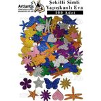 Şekilli Simli Eva Yapışkanlı 100 Lü 1 Paket Kendinden Yapışkanlı Simli Eva Sticker Okul Öncesi Kreş Ana Okulu Süsleme