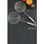Sekiz8 2'li Set Paslanmaz Çelik Kızartma Kevgiri, Yağ Süzgeci, Çelik Tel Kepçe, 13 cm ve 11 cm Çap