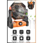 Sekizgen Şekilli Şarjlı Mini Kamp Vantilatörü | 270° Dönebilen | Led'li | Asılabilir ve Masaüstü Mini Fan - Renkli