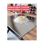 SEKİZİKİ Paslanmaz Çelik Kesme Tahtası Tezgahlık (Kullanım Yüzeyi 50×60×0,15 cm )(Bükümlü Kısım 3,5 cm'dir.)