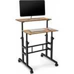 Sekizincicaddedizayn Yukseklik Ayarli Bilgisayar/Laptop Ve Calisma Masasi - Cam 60X60 (Tekerli) Oval Kenar
