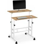 sekizincicaddedizayn Yükseklik Ayarlı Bilgisayar/laptop Ve Çalışma Masası - Çam Beyaz 80x60 (TEKERLİ) Oval Kenar