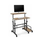 Sekizincicaddedizayn Yukseklik Ayarli Bilgisayar/Laptop Ve Calisma Masasi - Ceviz 80X60 (Tekerli Ve Kasalikli)