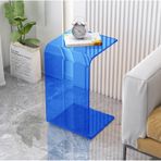 Şeklinde Akrilik Üstlü Kanepe Sehpası Oturma Odası ve Yatak Odası için Küçük Sehpa Ofis Dizüstü Bilgisayar ve Yatak Başı Kullanımı için (Mavi 30 * 30 * 65cm)
