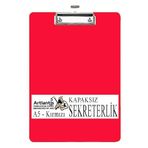 Sekreterlik Kapaksız A5 Küçük Boy 1 Adet Renkli Kapaksız Sekreterlik Klipsli Metal Mekanizmalı 80 Yaprak Kapasiteli Ofis - Kırmızı