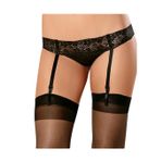 Seksi Dantelli Satenli Külot Jartiyer (Siyah, XS)