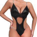 Seksi iç çamaşırı, kadın, seksi dantelli, derin V iç çamaşırı, fileli, tek parça, kadın mayosu, bebek oyuncağı, mini elbise, seksi kadın, içi boş ve seksi iç çamaşırı, gecelik, Siyah, M